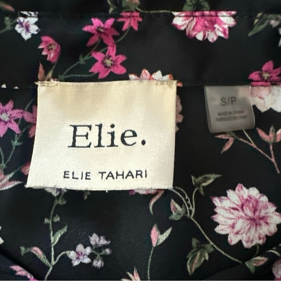Elie Tahari Womens Size Small Black Floral Blouse Button Front Top Office Work - Picture 11 of 13
